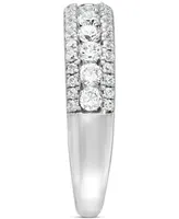 Diamond Triple Row Band (1 ct. t.w.) in 10k White Gold