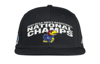 adidas Black Kansas Jayhawks 2022 Ncaa Men's Basketball Tournament March Madness National Champions Locker Room Adjustable Hat
