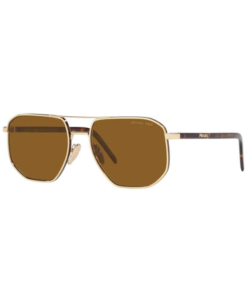 Prada Men's Polarized Sunglasses, 57 - Pale Gold