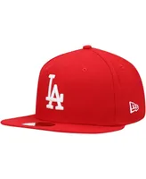 Men's New Era Red Los Angeles Dodgers Logo White 59FIFTY Fitted Hat