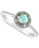 Cultured Freshwater Pearl & Diamond Accent Ring Sterling Silver (Also Onyx, Turquoise, Labradorite )