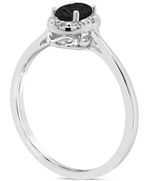 Labradorite & Diamond Accent Oval Ring Sterling Silver (Also Onyx Turquoise)