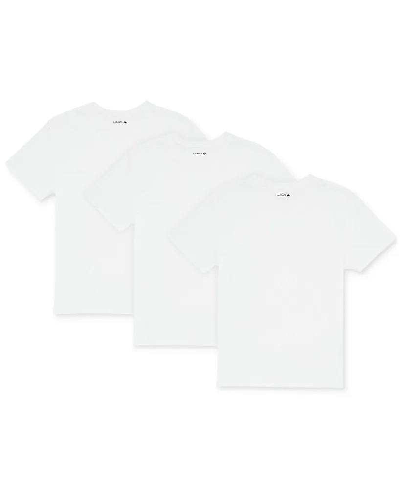 Lacoste Men's Essential Cotton V-Neck Lounge Regular Fit Undershirts Set, 3-Piece