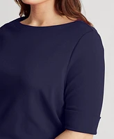 Lauren Ralph Plus Cotton-Blend Boatneck Top