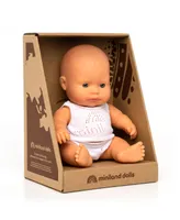 Miniland 8.75" Newborn Baby Doll Caucasian Boy Set, 3 Piece