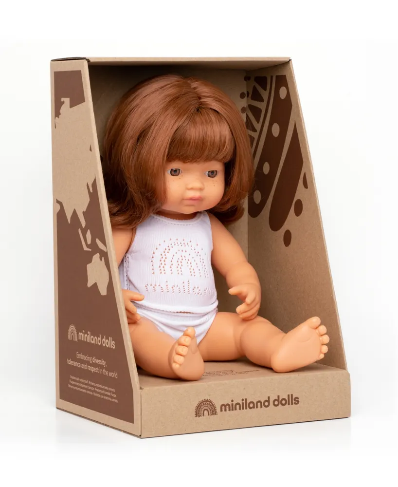 Miniland 15" Baby Doll Caucasian Redhead Girl Set , 3 Piece