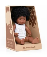 Miniland 15" Baby Doll African American Girl Set , 3 Piece