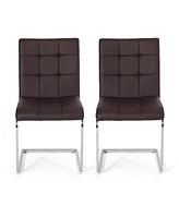 Vess Modern Upholstered Waffle Stitch Dining Chairs Set, 2 Piece