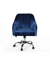 Channeled Glam Velvet Home Office Chair with Swivel Base