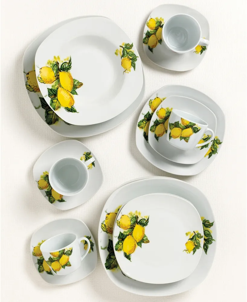 Lorren Home Trends Lemon Design Square Dinnerware Set, 20 Piece