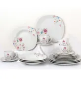 Lorren Home Trends Small Floral Design Square Dinnerware Set, 20 Piece