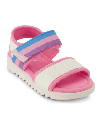 Dkny Toddler Girls Elastic Strap Pop Logoing Flat Sandals