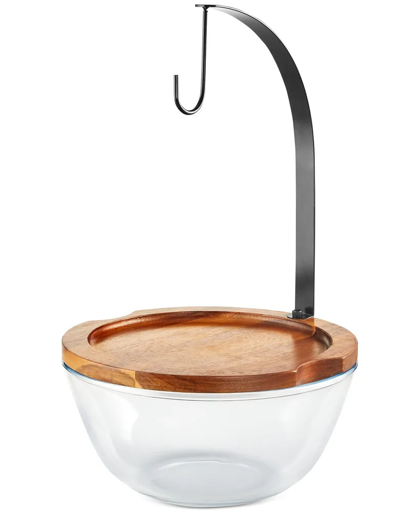 The Cellar Wood & Glass Fruit Bowl with Banana Hook, Created for Macy's