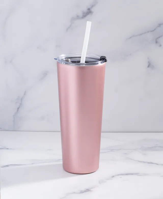 JoyJolt Vacuum Insulated Tumbler with Flip Lid and Straw 20 oz Stainless  Steel Tumbler for Hold/Cold Drinks Leakproof Water Bottle - Pink