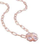 Rose Quartz (2-1/5 ct. t.w.) & Diamond Accent Heart Flower 18" Pendant Necklace in Rose Gold-Plated Sterling Silver