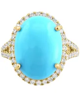 Effy Turquoise & Diamond (5/8 ct. t.w.) Halo Ring in 14k Gold