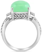 Effy Dyed Green Jade & Diamond (1/20 ct. t.w.) Statement Ring in Sterling Silver