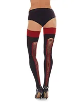 MeMoi Women's Corset Backseam Thigh High Stockings