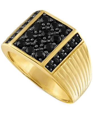 Esquire Men's Jewelry Black Sapphire Ring (1-3/5 ct. t.w.) in 14k Gold-Plated Sterling Silver, Created for Macy's
