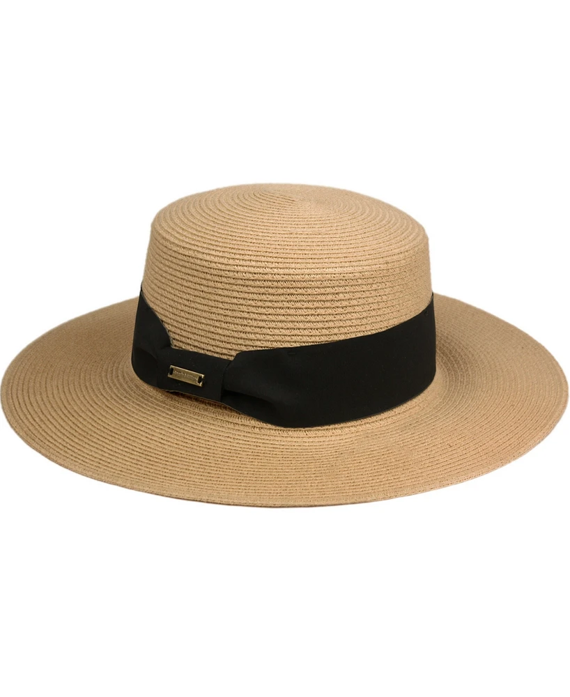 Angela & William Unisex Flat Brim Boater Straw Sun Hat
