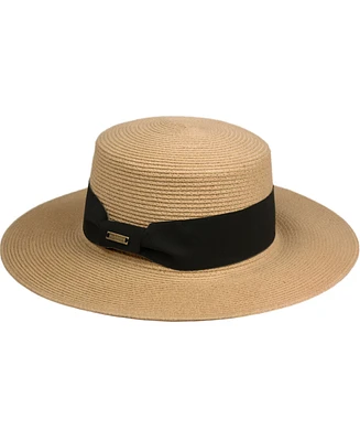 Angela & William Unisex Flat Brim Boater Straw Sun Hat