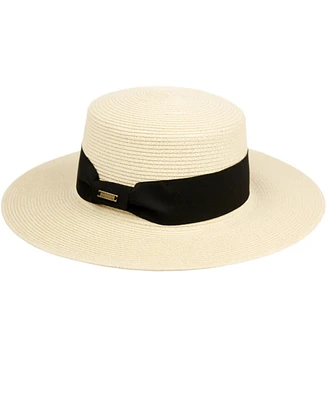 Angela & William Unisex Flat Brim Boater Straw Sun Hat