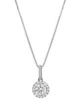 Diamond Halo 18" Pendant Necklace (3/4 ct. t.w.) in 14k White Gold