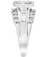 Diamond Round & Baguette Cluster Ring (1/2 ct. t.w.) in 10k White Gold