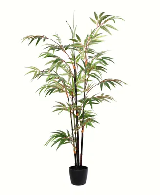 Vickerman 4' Artificial Potted Black Japanese Bamboo Tree