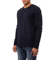 X-Ray Men's Soft Stretch Henley Neck Long Sleeve T-shirt