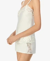 Lauren Ralph Flower-Lace Trim Cami & Shorts Pajama Set