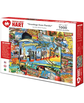 Hart Puzzles Greetings From Florida 24" x 30" By Kate Ward Thacker Set, 1000 Pieces