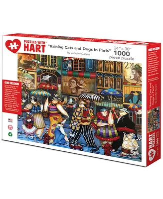 Hart Puzzles Raining Cats and Dogs In Paris 24" x 30" By Jennifer Garant Set, 1000 Pieces