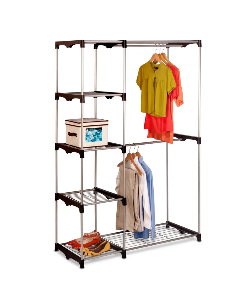 Double Rod Freestanding Closet - Silver