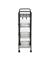 Metal Rolling 4 Tier Cart with Trays