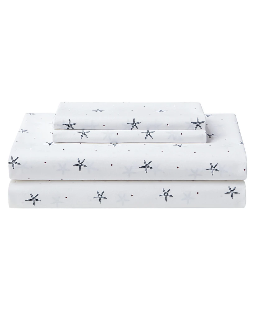 Nautica Star Spangled Coastal Cotton Percale 3-Piece Sheet Set, Twin