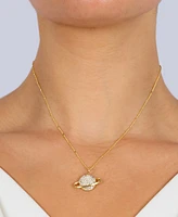 Women's Clear Crystal Saturn Pendant Necklace