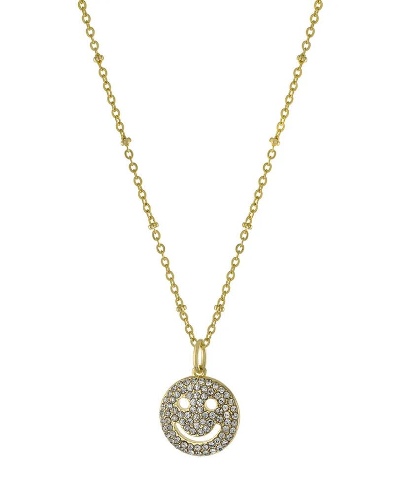 Women's Clear Crystal Smiley Face Pendant Necklace