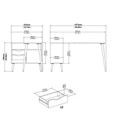 Tvilum Diana 2 Drawer, 3 Shelf Desk