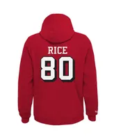 Big Boys Mitchell & Ness Jerry Rice Scarlet San Francisco 49ers Retired Player Name and Number Fleece Pullover Hoodie