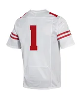 Men's Under Armour #1 White Wisconsin Badgers Premier Football Jersey