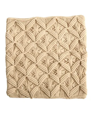 Boho Diamond Woven Macrame Decorative Pillow Cover, 18"