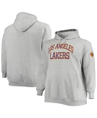 Men's Mitchell & Ness Heather Gray Los Angeles Lakers Hardwood Classics Big and Tall Throwback Pullover Hoodie