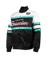 Men's Mitchell & Ness Black Vancouver Grizzlies Hardwood Classics Script Satin Full-Snap Jacket