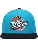 Men's Mitchell & Ness Teal, Black Detroit Pistons Hardwood Classics Team Two-Tone 2.0 Snapback Hat