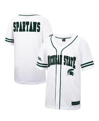 Men's Colosseum White and Green Michigan State Spartans Free Spirited Baseball Jersey