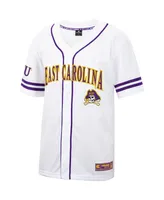 Men's Colosseum White and Purple Ecu Pirates Free Spirited Baseball Jersey