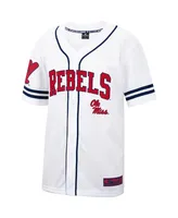 Men's Colosseum White and Navy Ole Miss Rebels Free Spirited Baseball Jersey