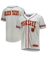 Men's Colosseum White and Crimson Tuskegee Golden Tigers Free Spirited Baseball Jersey