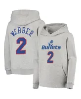 Big Boys and Girls Mitchell & Ness Chris Webber Heather Gray Washington Bullets Hardwood Classics Name Number Pullover Hoodie